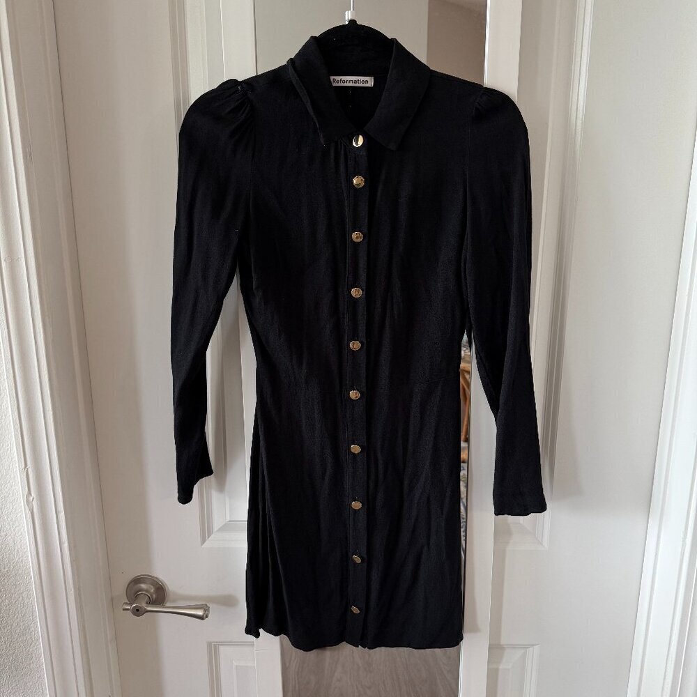 Reformation Hugh Dress Size 2 Color Black Gold
